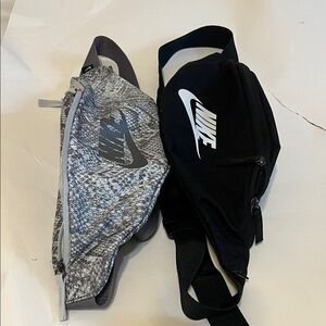 Nike unisex  Black and Patterned Belt Bags. Two pairs.